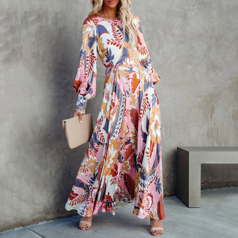 Plus size elegant print casual dress