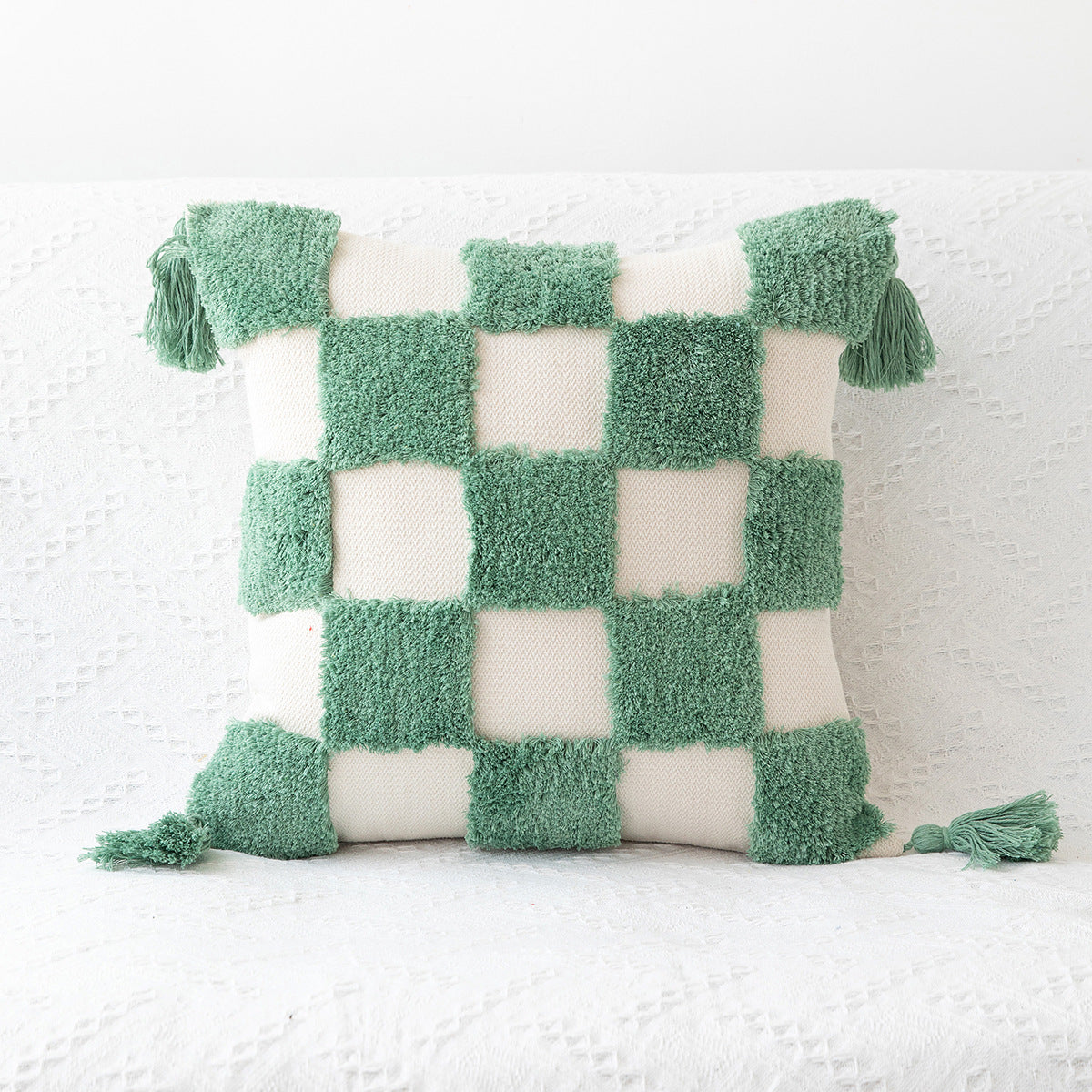 Tufted colored red pillow cover hand-woven craft throw pillow home sofa cushion