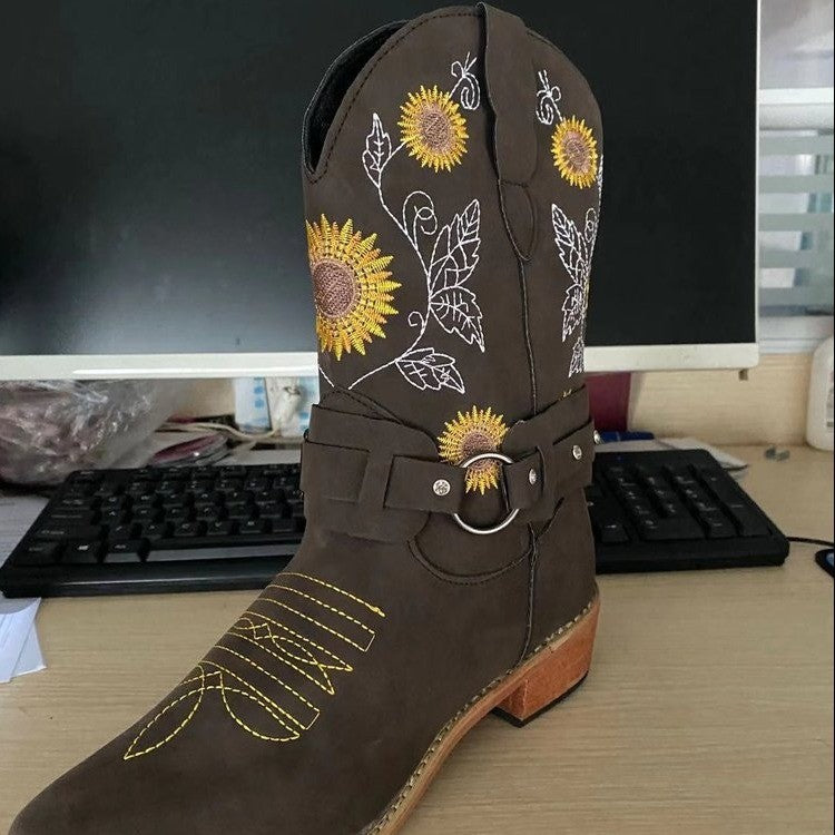 Big size thick heel short boot joker high heel Martin boot