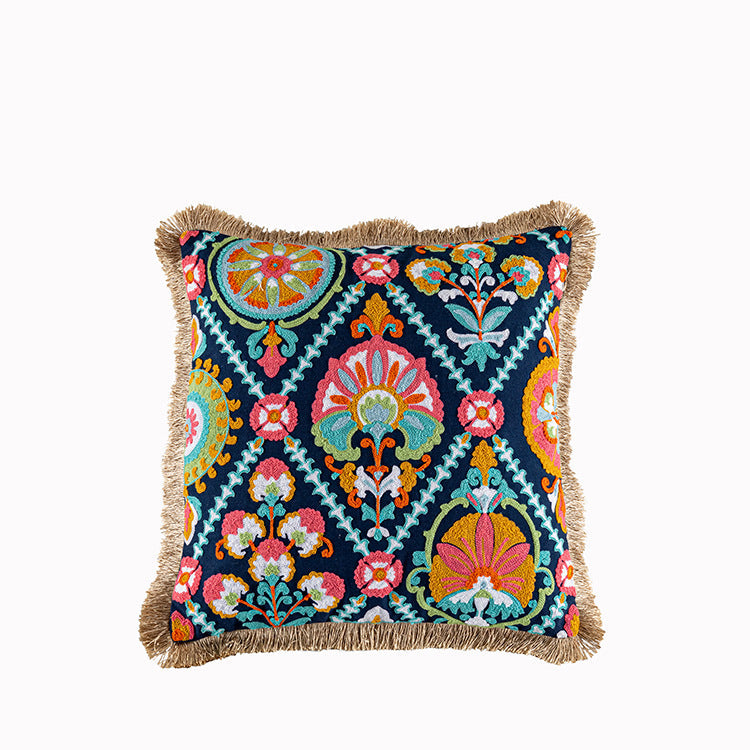 New embroidered retro Bohemian style cushion cover tassel wool ball cushion cover