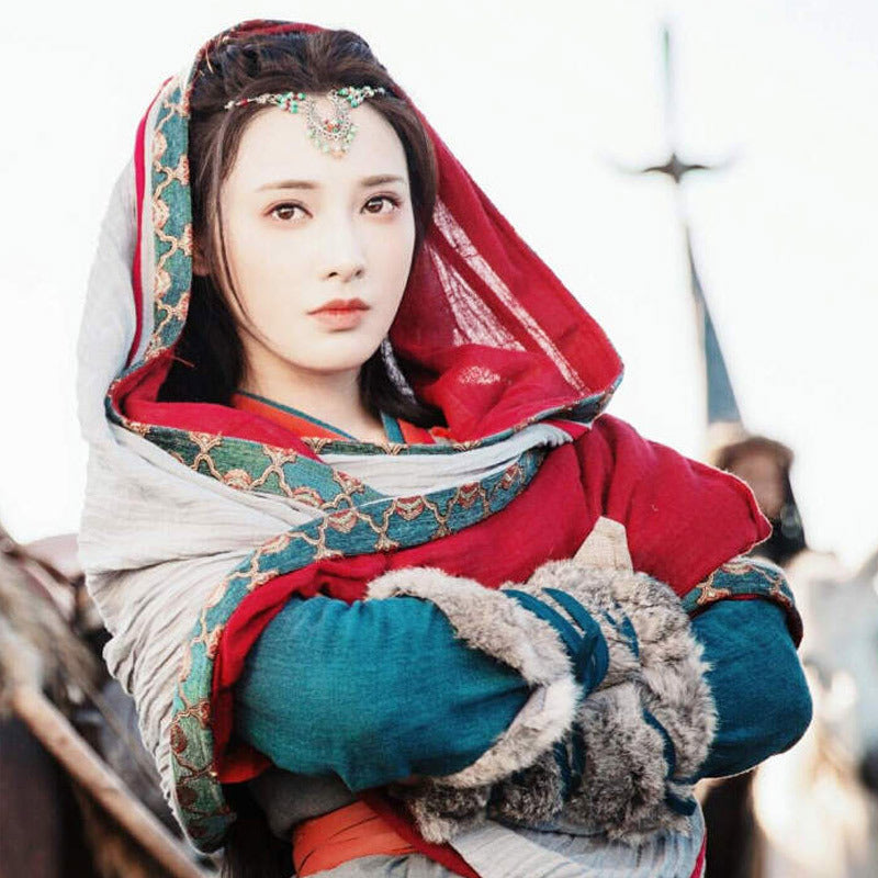 Tibetan national headband double-layer scarf women autumn and winter shawl