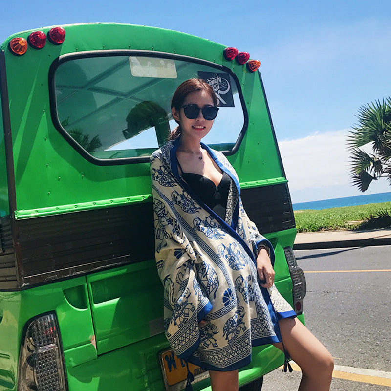 oversized sunscreen shawl women's summer thin outside air conditioning scarves beach scarf.