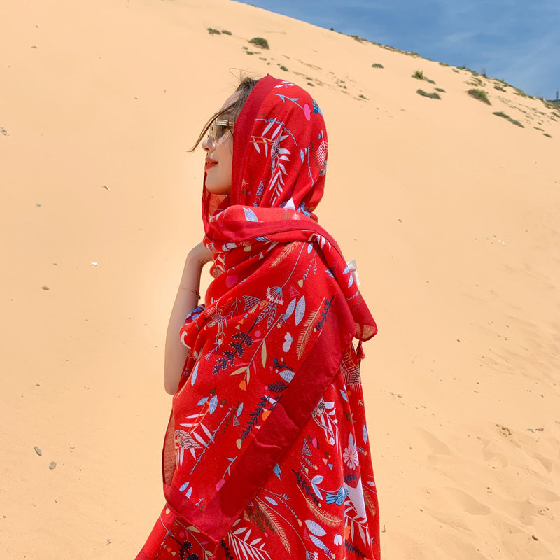 oversized sunscreen shawl women's summer thin outside air conditioning scarves beach scarf.