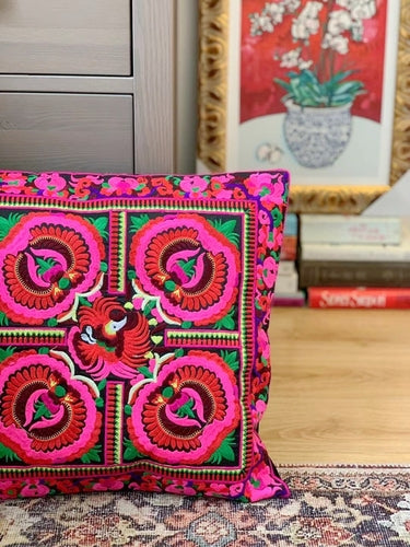 Traditional Embroidery Cushion Cover Retro Embroidery Pillow Cotton and Linen Cushion Cover