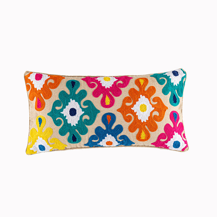 New embroidered retro Bohemian style cushion cover tassel wool ball cushion cover