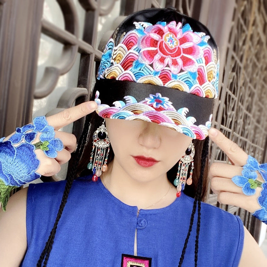 Tibet embroidered national style hat retro flower design classical fashion street Cap
