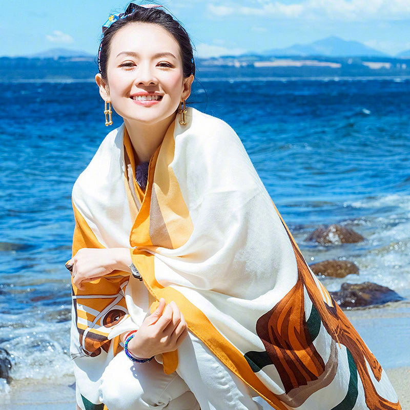 oversized sunscreen shawl women's summer thin outside air conditioning scarves beach scarf.