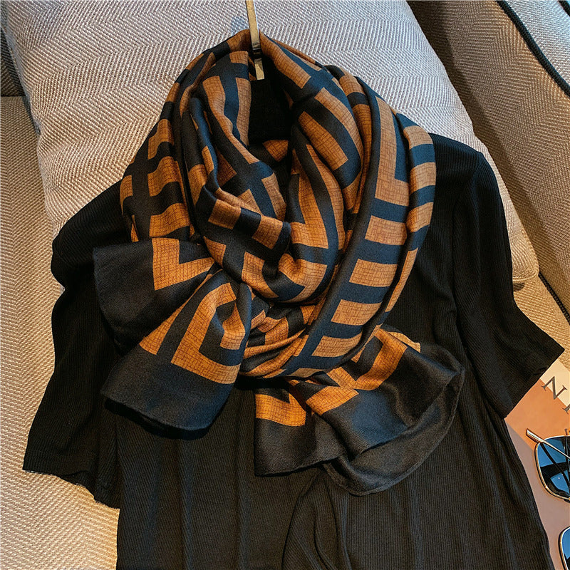 Winter warm scarves women's dual-purpose scarves Spring and Autumn Joker sunscreen cotton and linen shawl.