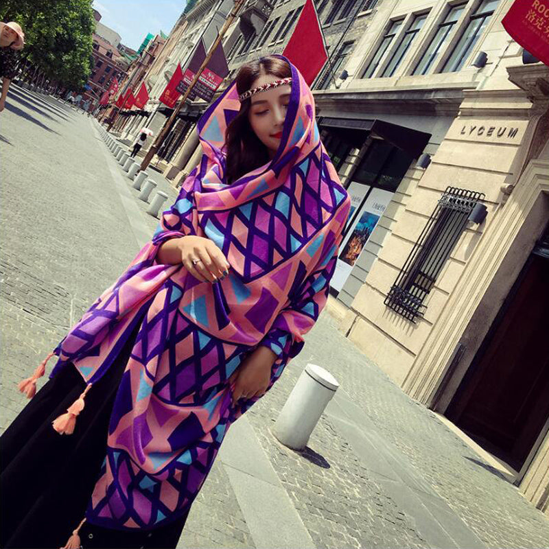 oversized sunscreen shawl women's summer thin outside air conditioning scarves beach scarf.