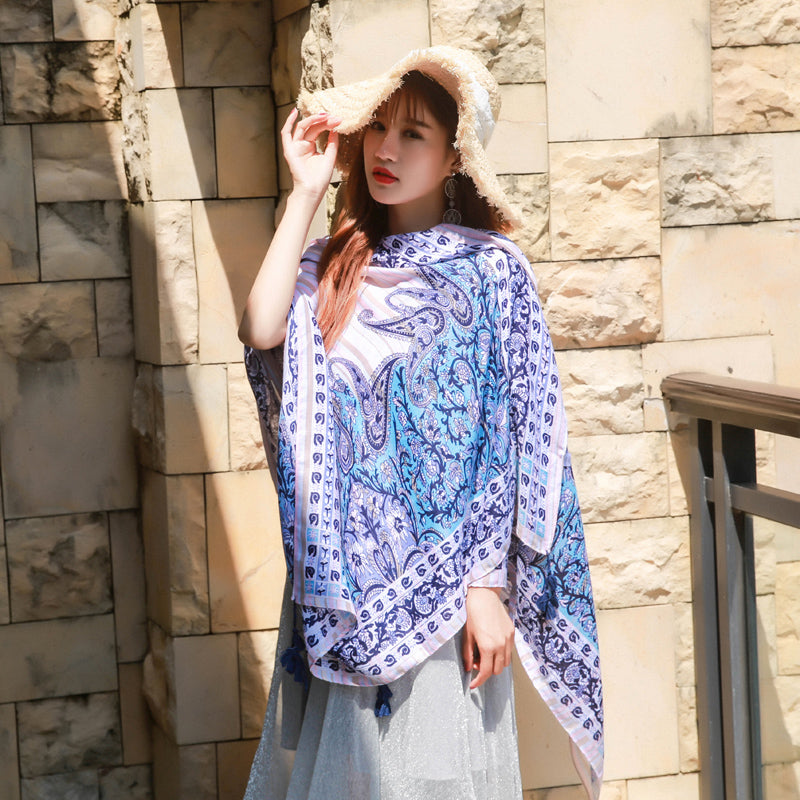 oversized sunscreen shawl women's summer thin outside air conditioning scarves beach scarf.