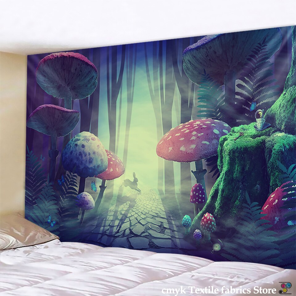 Psychedelic Mushroom Indian Mandala Tapestry Wall Hanging Bohemian Gypsy Psychedelic Tapiz Witchcraft Tapestry