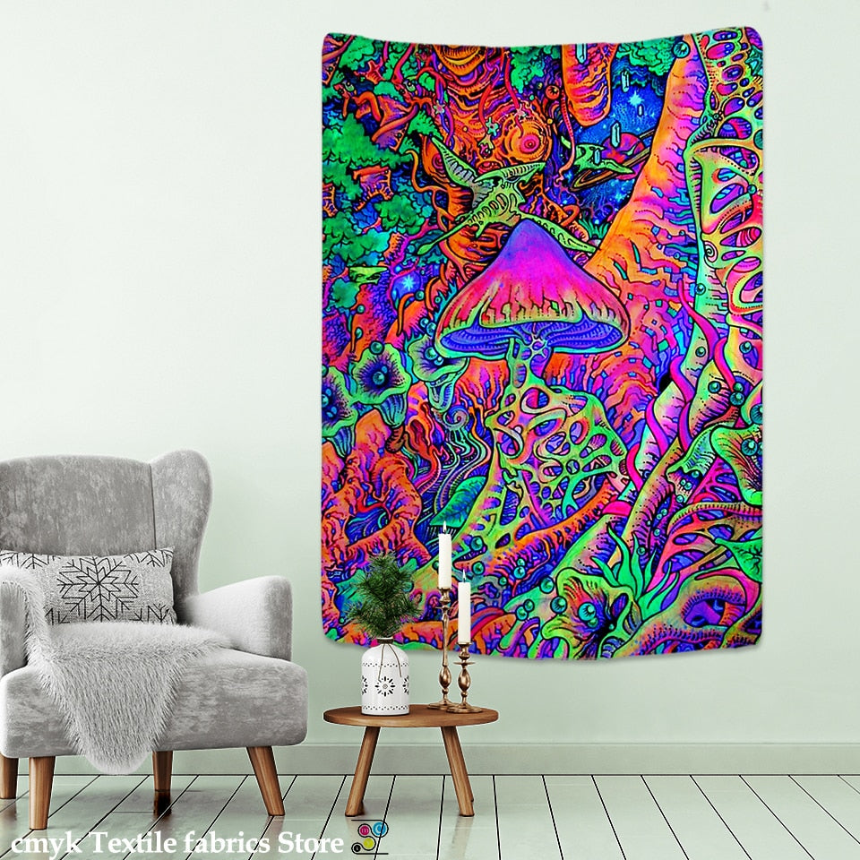 Psychedelic Mushroom Indian Mandala Tapestry Wall Hanging Bohemian Gypsy Psychedelic Tapiz Witchcraft Tapestry