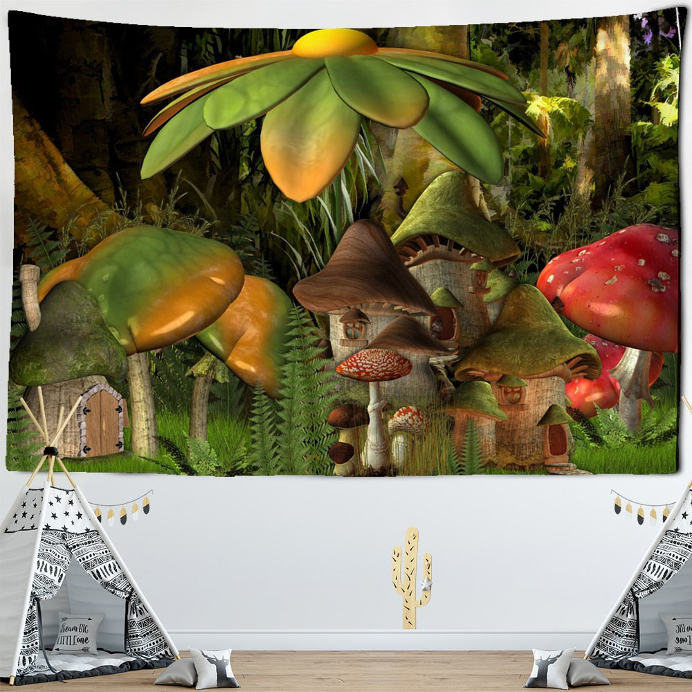 Psychedelic Mushroom Indian Mandala Tapestry Wall Hanging Bohemian Gypsy Psychedelic Tapiz Witchcraft Tapestry