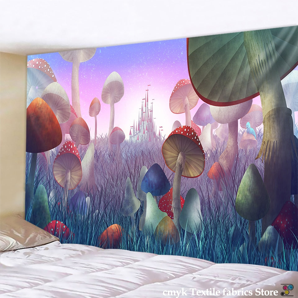 Psychedelic Mushroom Indian Mandala Tapestry Wall Hanging Bohemian Gypsy Psychedelic Tapiz Witchcraft Tapestry