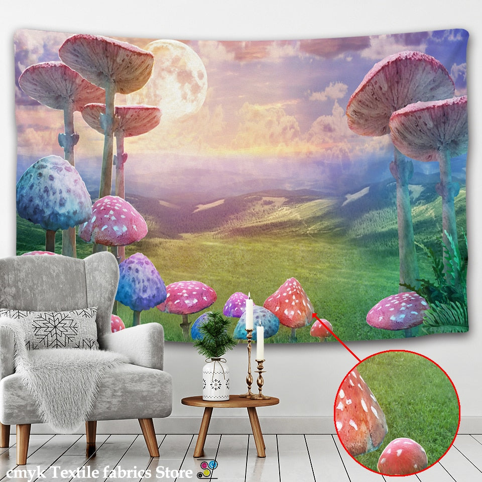 Psychedelic Mushroom Indian Mandala Tapestry Wall Hanging Bohemian Gypsy Psychedelic Tapiz Witchcraft Tapestry