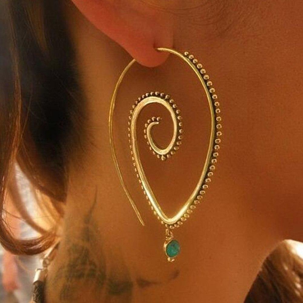 Exaggerated Retro Style Boho Hippy Spiral Earrings