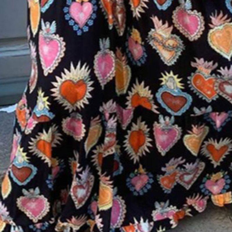 Red Sweet Boho Elegant Plus Size 5XL Party Summer Women Long Dresses Casual Heart Print Vintage Female Chic Retro Maxi Dress