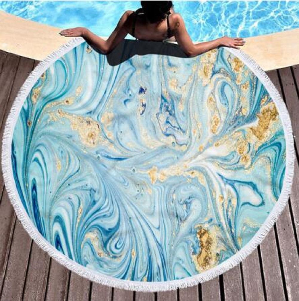 Round Colorful Quicksand Pattern Microfiber Shower Bath Towel Beach Mat