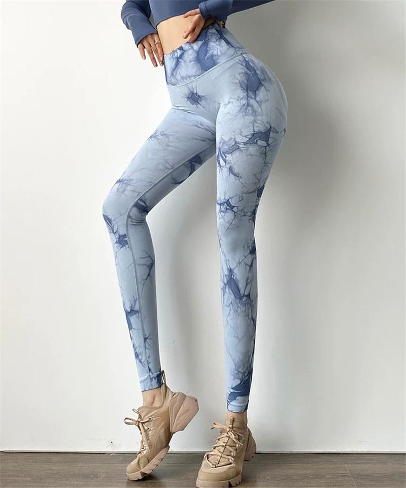 Seamless Yoga Leggings Women Tie Dye Sports Pants High Waisted Yoga Pants Seamless Leggings Joggers Women