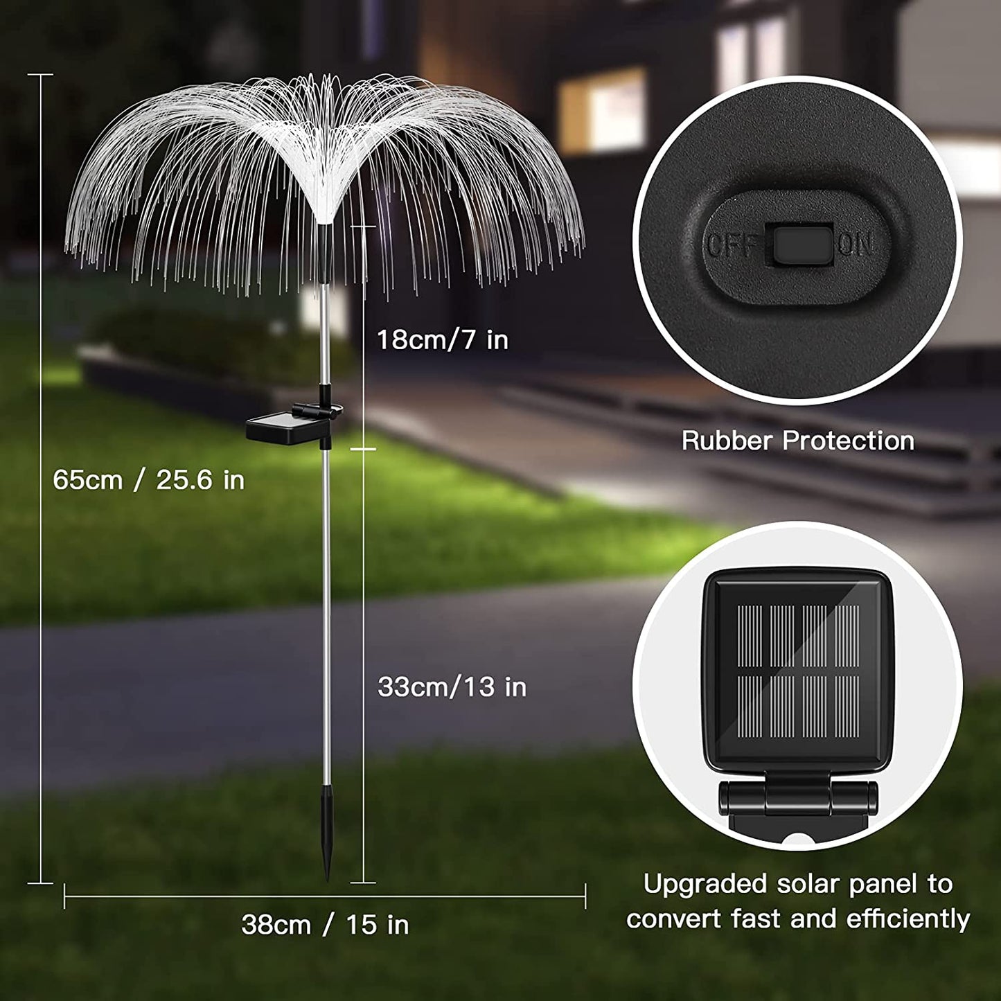 Solar garden lights, fiber optic lights, jellyfish lights, luminous, charging, and plug-in lawn and garden decorative lights