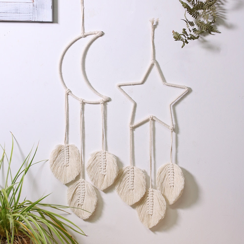 Star Moon Sun Dream Catcher Boho Home Wall Decor Girls Kids Nursery Garden Decoration Outdoor Gifts With Light