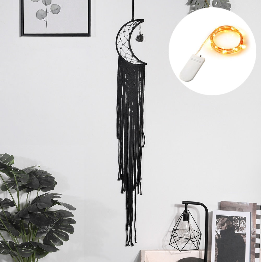 Star Moon Sun Dream Catcher Boho Home Wall Decor Girls Kids Nursery Garden Decoration Outdoor Gifts With Light