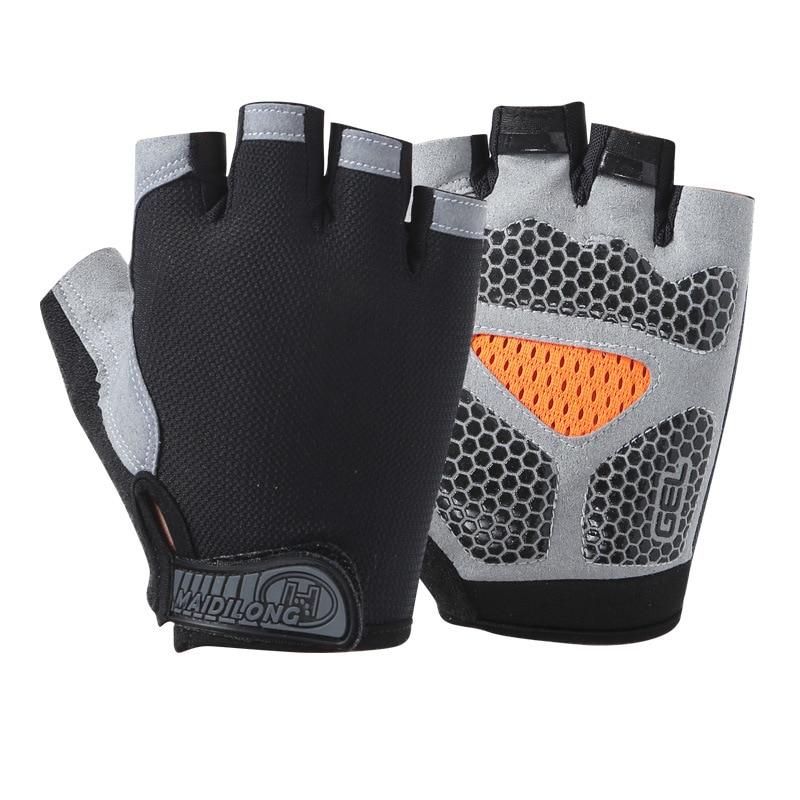 Summer men/women fitness gloves gym weightlifting cycling yoga bodybuilding training thin breathable non-slip half finger gloves -2
