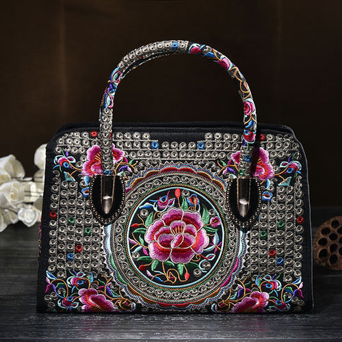 National style embroidered Messenger Bag Handbag Single Shoulder Bag Canvas