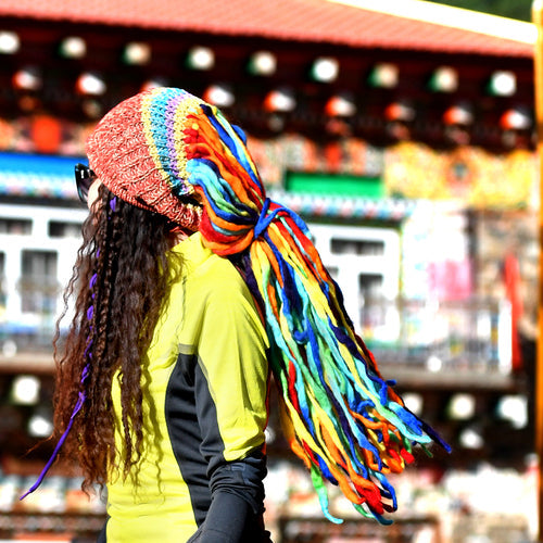 Outdoor Nepal Handmade Wool Felt Reggae National Style Personalized Knitted Hat Dirty Braided Hat Ear Protection Hat