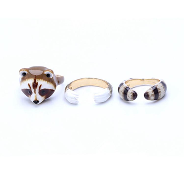 Lovely Animal design 3-piece enamel ring set