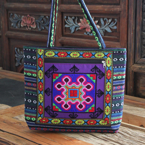 embroidery bag women's shoulder bag national style bag cross stitch new cloth handbag