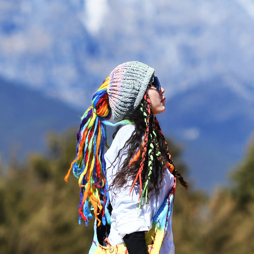 Outdoor Nepal Handmade Wool Felt Reggae National Style Personalized Knitted Hat Dirty Braided Hat Ear Protection Hat