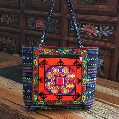 embroidery bag women's shoulder bag national style bag cross stitch new cloth handbag