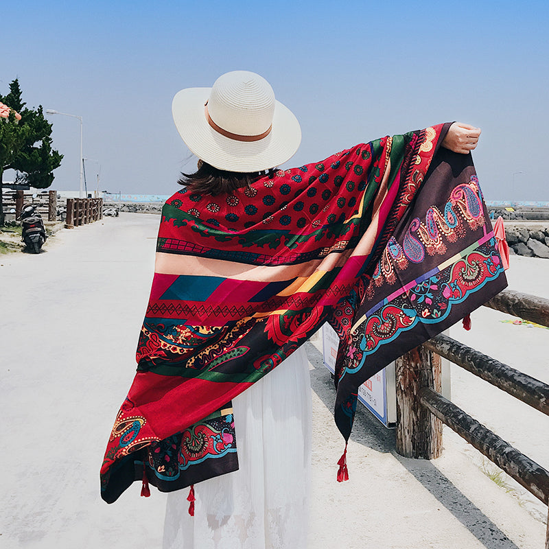 Tibetan shawl in summer beach towel sunscreen scarf