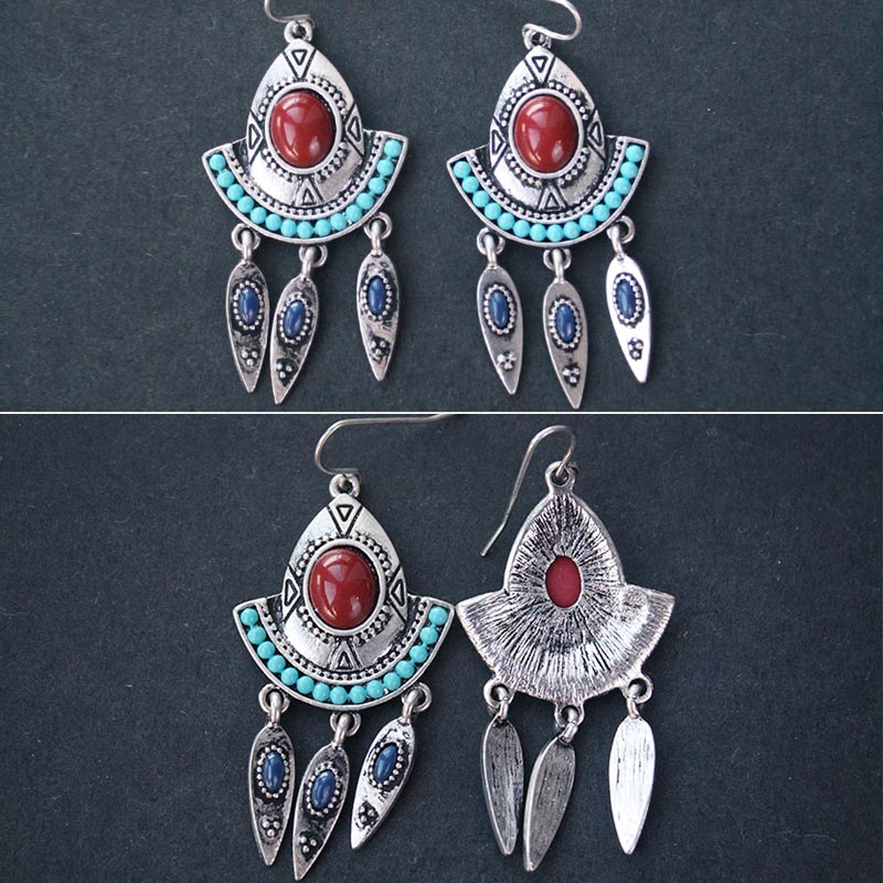 Retro Ethnic Tassel Earrings Female Pure Silver Needle Earrings