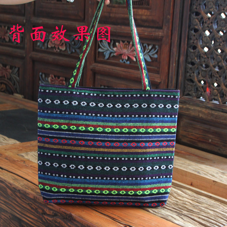 embroidery bag women's shoulder bag national style bag cross stitch new cloth handbag