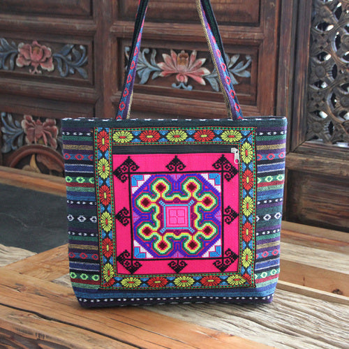 embroidery bag women's shoulder bag national style bag cross stitch new cloth handbag
