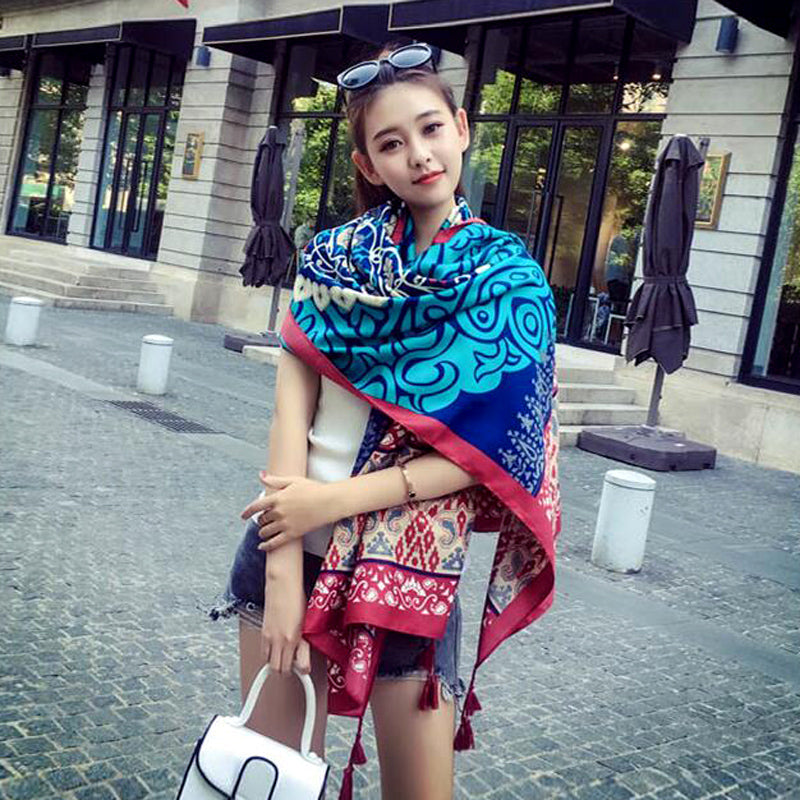 oversized sunscreen shawl women's summer thin outside air conditioning scarves beach scarf.