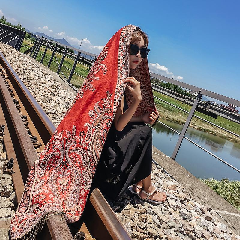 Ethnic spring and summer shawl women's sunscreen scarf Tibet desert warm cloak in autumn and winter