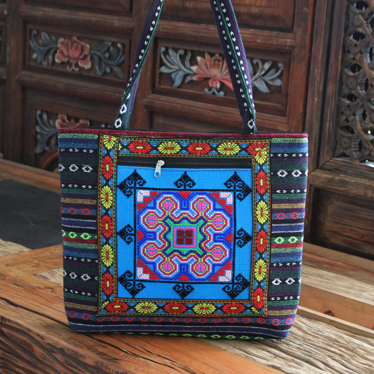 embroidery bag women's shoulder bag national style bag cross stitch new cloth handbag