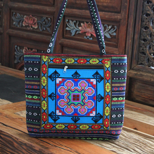 embroidery bag women's shoulder bag national style bag cross stitch new cloth handbag