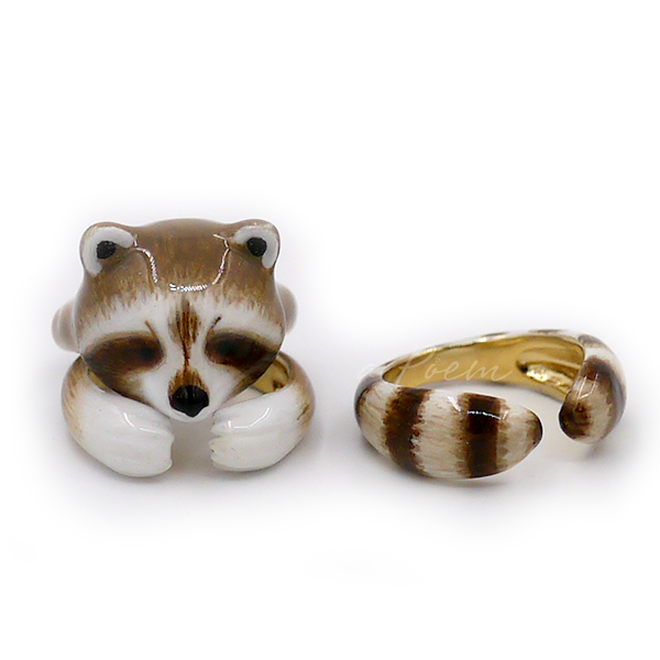 Lovely Animal design 3-piece enamel ring set