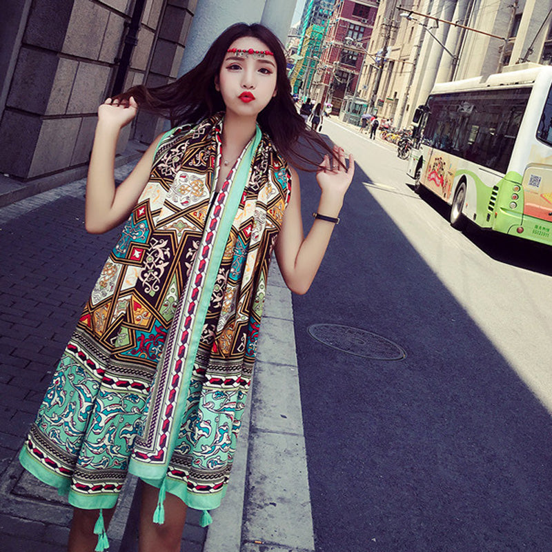 oversized sunscreen shawl women's summer thin outside air conditioning scarves beach scarf.