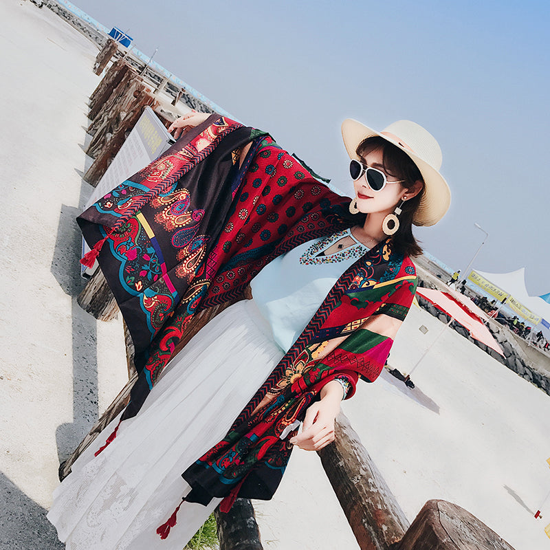Tibetan shawl in summer beach towel sunscreen scarf