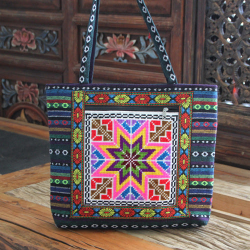 embroidery bag women's shoulder bag national style bag cross stitch new cloth handbag