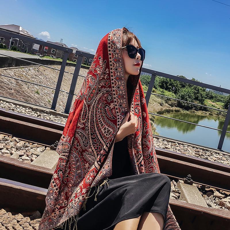 Ethnic spring and summer shawl women's sunscreen scarf Tibet desert warm cloak in autumn and winter