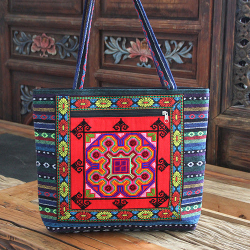 embroidery bag women's shoulder bag national style bag cross stitch new cloth handbag