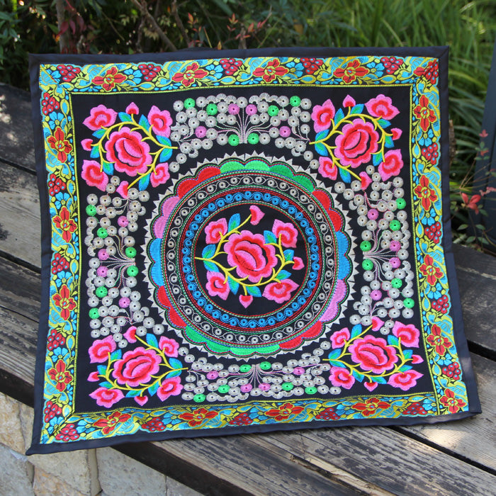Ethnic Style Flower Embroidered Pillow Cover Cushion Cover