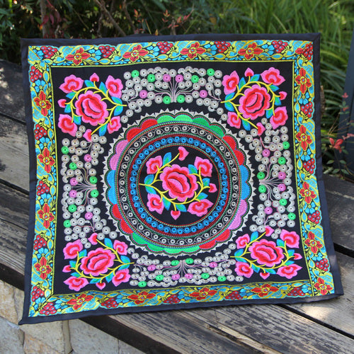Ethnic Style Flower Embroidered Pillow Cover Cushion Cover