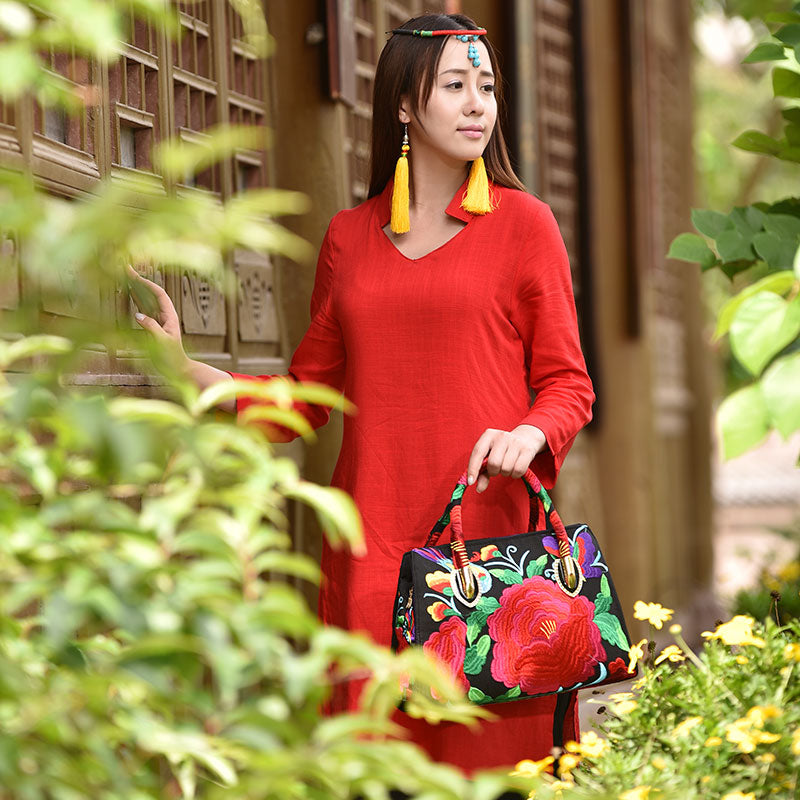 National style embroidered Messenger Bag Handbag Single Shoulder Bag Canvas